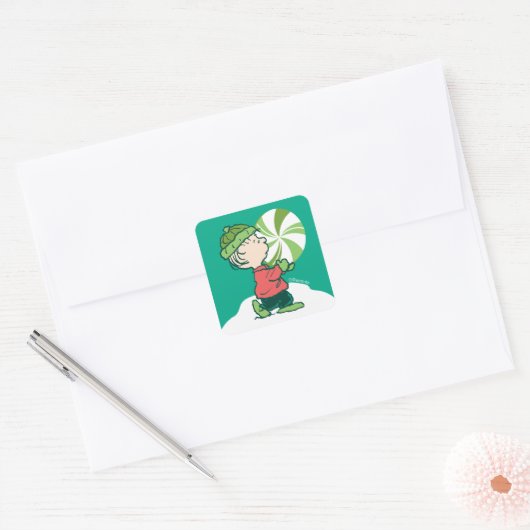 Linus Peppermint-Snoep Vierkante Sticker (Envelop)