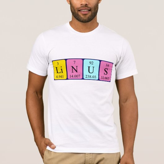 Linus Periodic Table Name shirt (Voorkant)