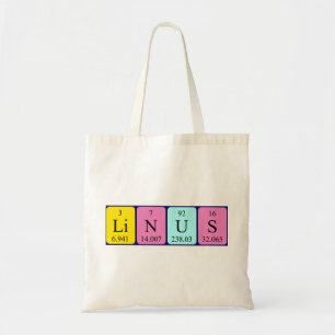 Linus periodieke lijstnaam canvas tas