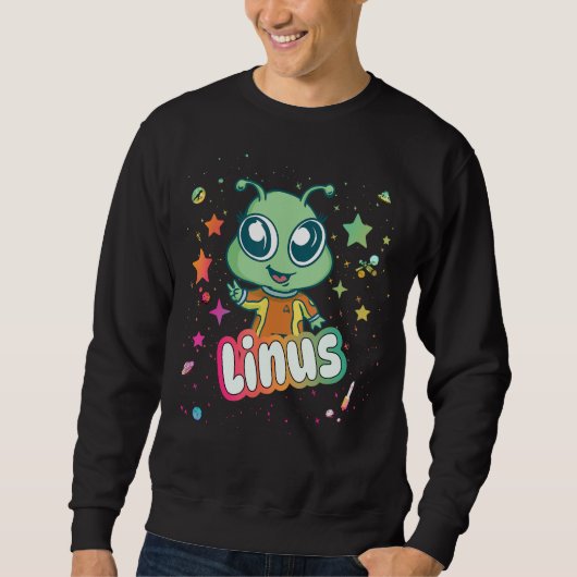 LINUS - Schattigee jongensnaam met leuke alien Trui (Voorkant)