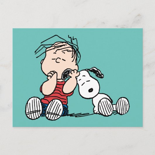Linus vergeleken met Snoopy's oor Briefkaart (Voorkant)