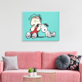 Linus vergeleken met Snoopy's oor Canvas Afdruk (Insitu (Woonkamer))