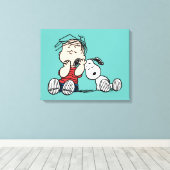 Linus vergeleken met Snoopy's oor Canvas Afdruk (Insitu (Houten vloer))