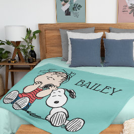 Linus vergeleken met Snoopy's oor Fleece Deken