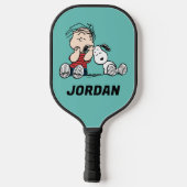 Linus vergeleken met Snoopy's oor | Jouw namen toe Pickleball Paddle (Achterkant)