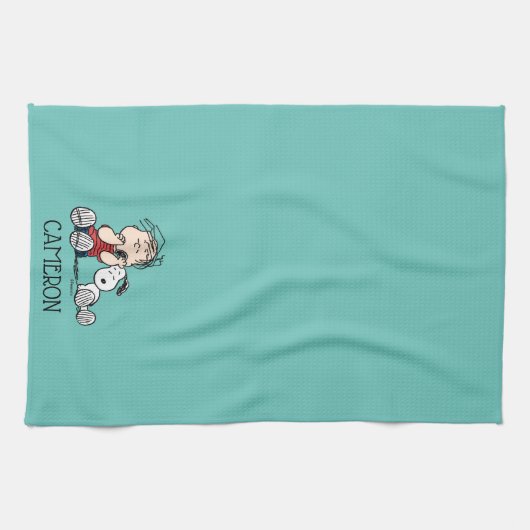 Linus vergeleken met Snoopy's oor Theedoek (Horizontaal)