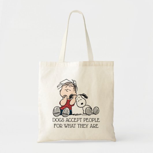 Linus vergeleken met Snoopy's oor Tote Bag (Voorkant)