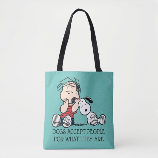 Linus vergeleken met Snoopy's oor Tote Bag (Voorkant)