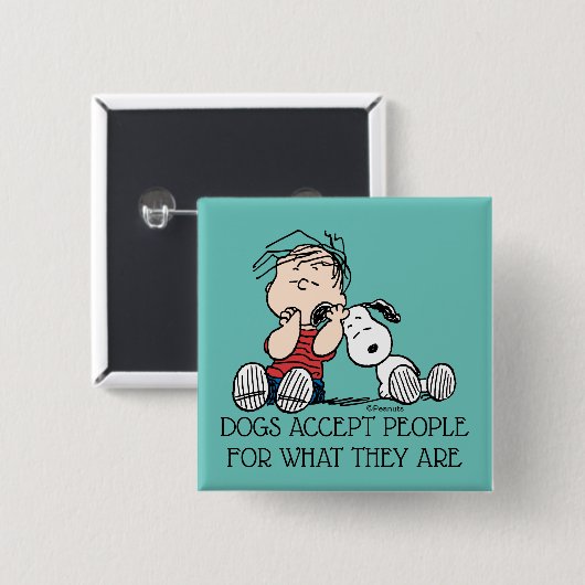 Linus vergeleken met Snoopy's oor Vierkante Button 5,1 Cm (Voorkant /achterkant)
