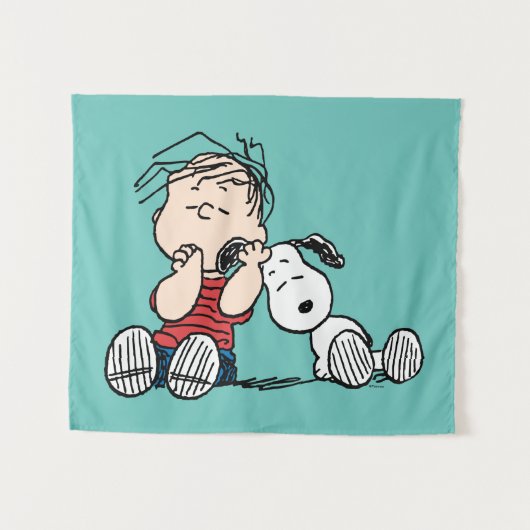 Linus vergeleken met Snoopy's oor Wandkleed (Voorkant (horizontaal))