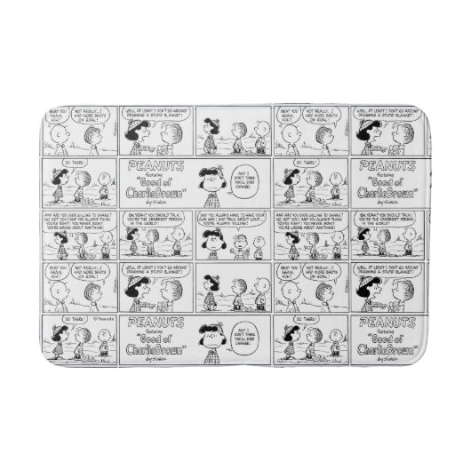 Linus vertelt Lucy dat ze Crabby is Badmat (Voorkant)