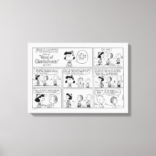 Linus vertelt Lucy dat ze Crabby is Canvas Afdruk (Voorkant)