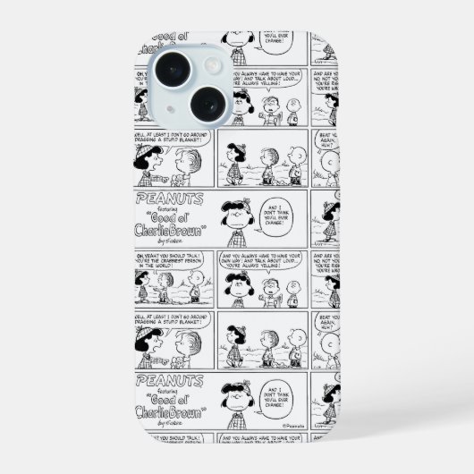 Linus vertelt Lucy dat ze Crabby is iPhone 15 Case (Achterkant)