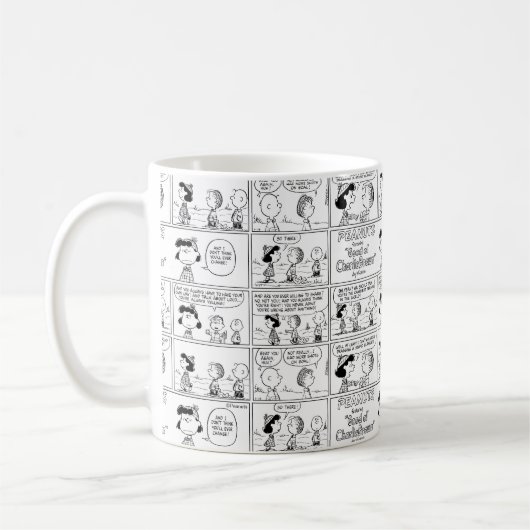 Linus vertelt Lucy dat ze Crabby is Koffiemok (Links)