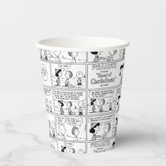 Linus vertelt Lucy dat ze Crabby is Papieren Bekers (Voorkant)