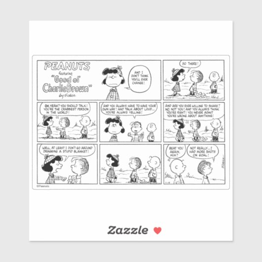 Linus vertelt Lucy dat ze Crabby is Sticker (Vel)