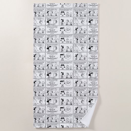 Linus vertelt Lucy dat ze Crabby is Strandlaken (Voorkant)