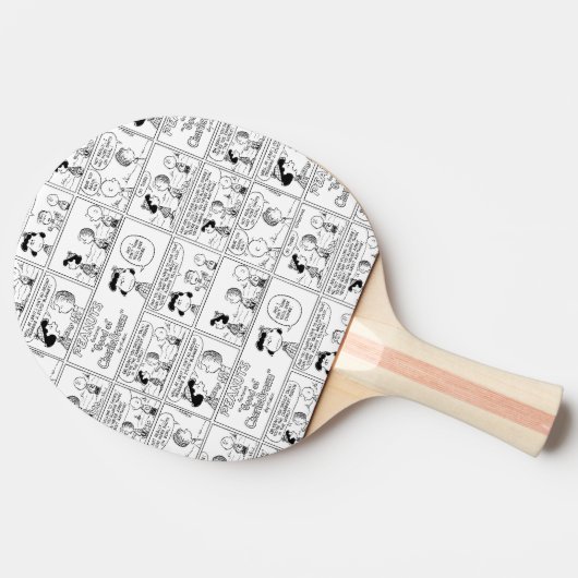 Linus vertelt Lucy dat ze Crabby is Tafeltennisbatje (Zijkant)