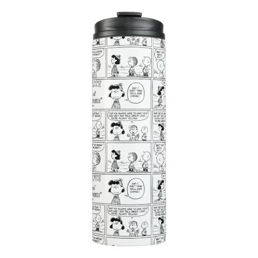 Linus vertelt Lucy dat ze Crabby is Thermosbeker (Voorkant)