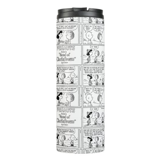 Linus vertelt Lucy dat ze Crabby is Thermosbeker (Achterkant)