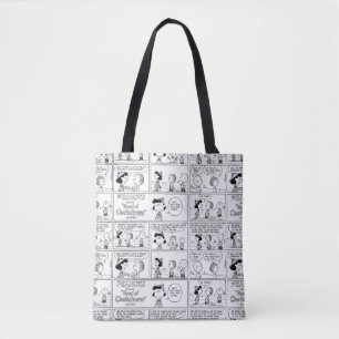 Linus vertelt Lucy dat ze Crabby is Tote Bag