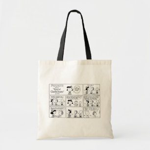 Linus vertelt Lucy dat ze Crabby is Tote Bag