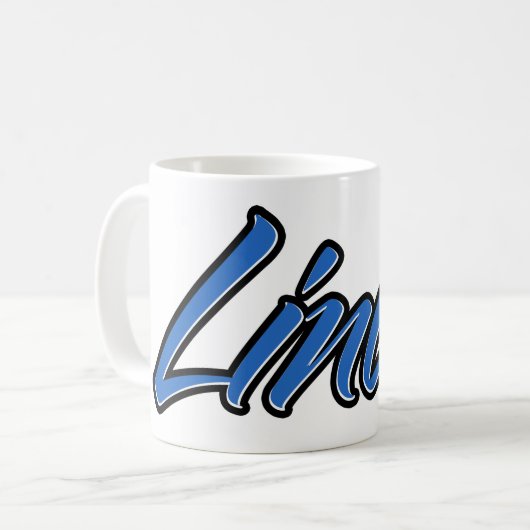 Linus Vorname Name blue Tasse Kaffeetasse Koffiemok (Voorkant links)