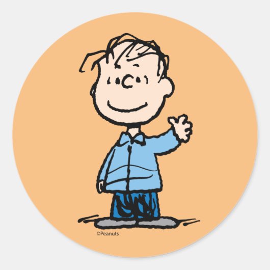 Linus Waving Ronde Sticker (Voorkant)