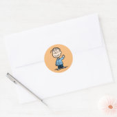 Linus Waving Ronde Sticker (Envelop)