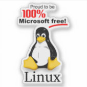 Linux 3x3 Vinyl Sticker - Microsoft Gratis (Voorkant)