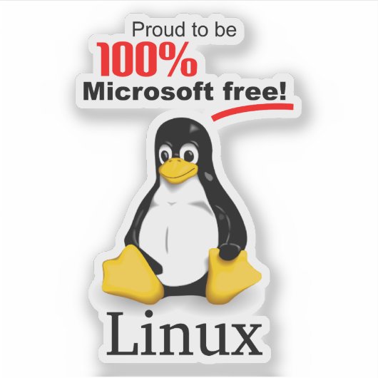 Linux 3x3 Vinyl Sticker - Microsoft Gratis (Voorkant)
