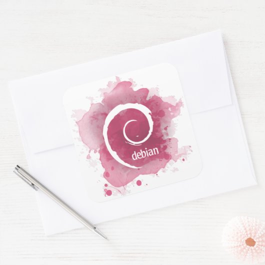 Linux Debian Vierkante Sticker (Envelop)