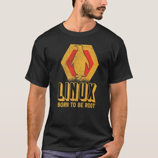Linux Geboren om rootnerdsoftware besturingssystee T-shirt (Voorkant)
