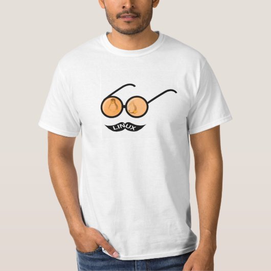 Linux Geek Mustache T-shirt (Voorkant)