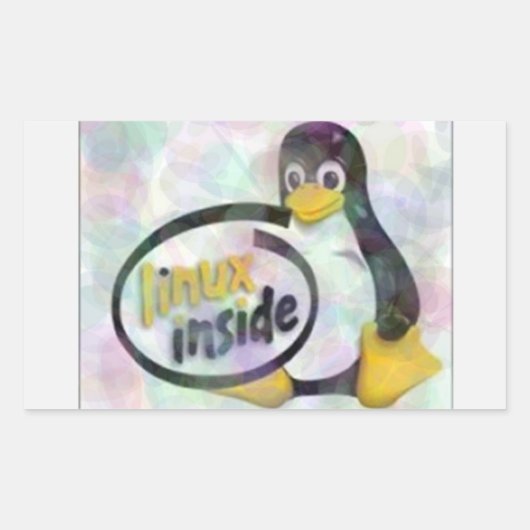 LINUX INSIDE Tux de Linux Penguin Logo Rechthoekige Sticker (Voorkant)