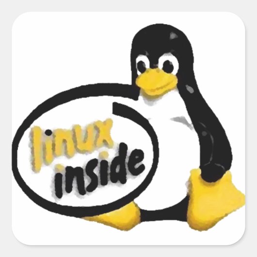LINUX INSIDE Tux de Linux Penguin Logo Vierkante Sticker (Voorkant)