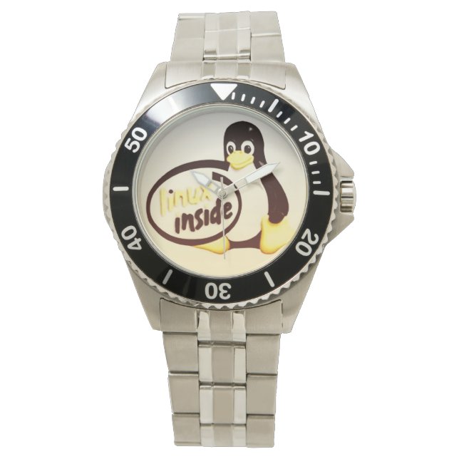 LINUX INSIDE Tux de Linux Penguin polshorloge Horloge (Voorkant)
