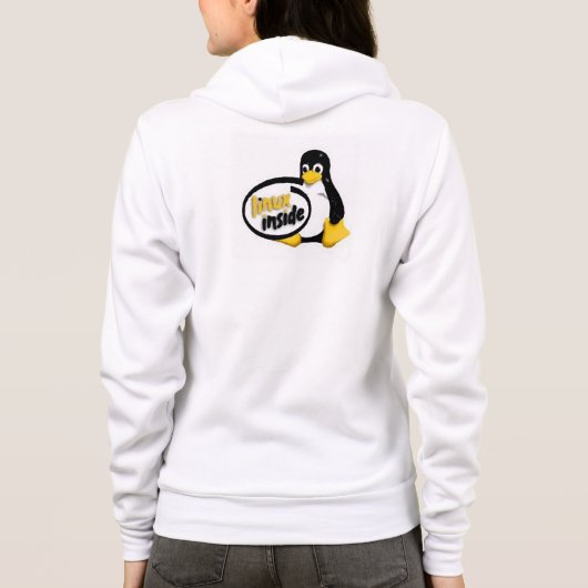 LINUX INSIDE Tux the Linux Penguin Logo Hoodie (Achterkant)