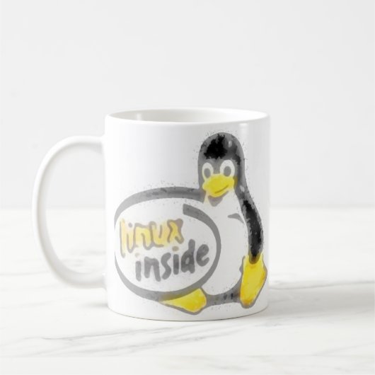 LINUX INSIDE Tux the Linux Penguin Logo Koffiemok (Links)