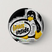 LINUX INSIDE Tux the Linux Penguin Logo Ronde Button 5,7 Cm (Voorkant)