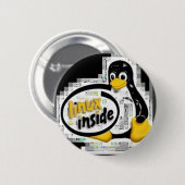LINUX INSIDE Tux the Linux Penguin Logo Ronde Button 5,7 Cm (Voorkant /achterkant)