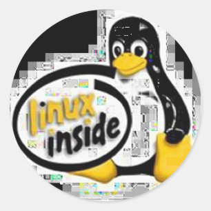LINUX INSIDE Tux the Linux Penguin Logo Ronde Sticker