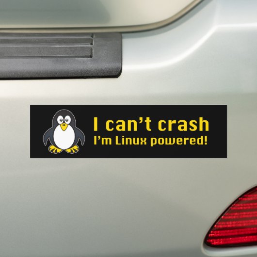 Linux kan niet crashen bumpersticker (Op auto)