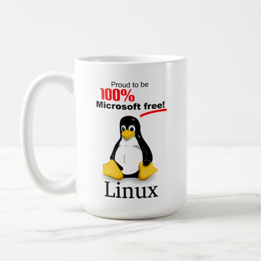 Linux Large Coffee Mok (rechts) - Microsoft Free (Links)