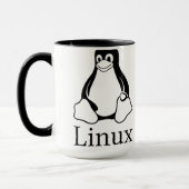 Linux Logo met Tux de Linux Penguin Mok (Links)