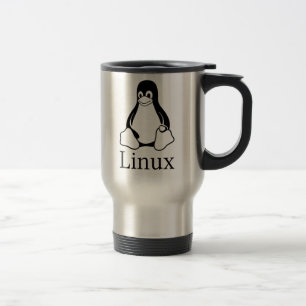 Linux Logo met Tux de Linux Penguin Reisbeker