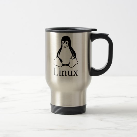 Linux Logo met Tux de Linux Penguin Reisbeker (Rechts)
