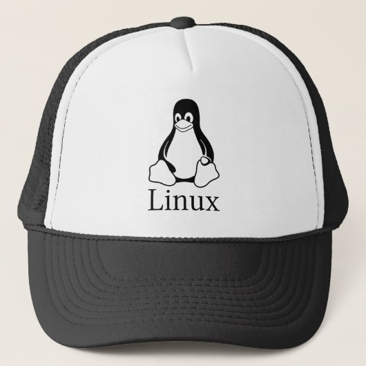 Linux Logo met Tux de Linux Penguin Trucker Pet (Voorkant)