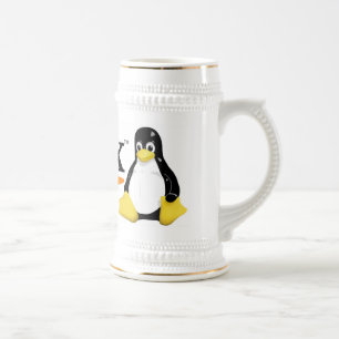 Linux-Logo met Tux-producten Bierpul
