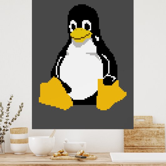 Linux Mascot | Linux-pinguïn | Tux in Pixel Art Poster (Keuken)